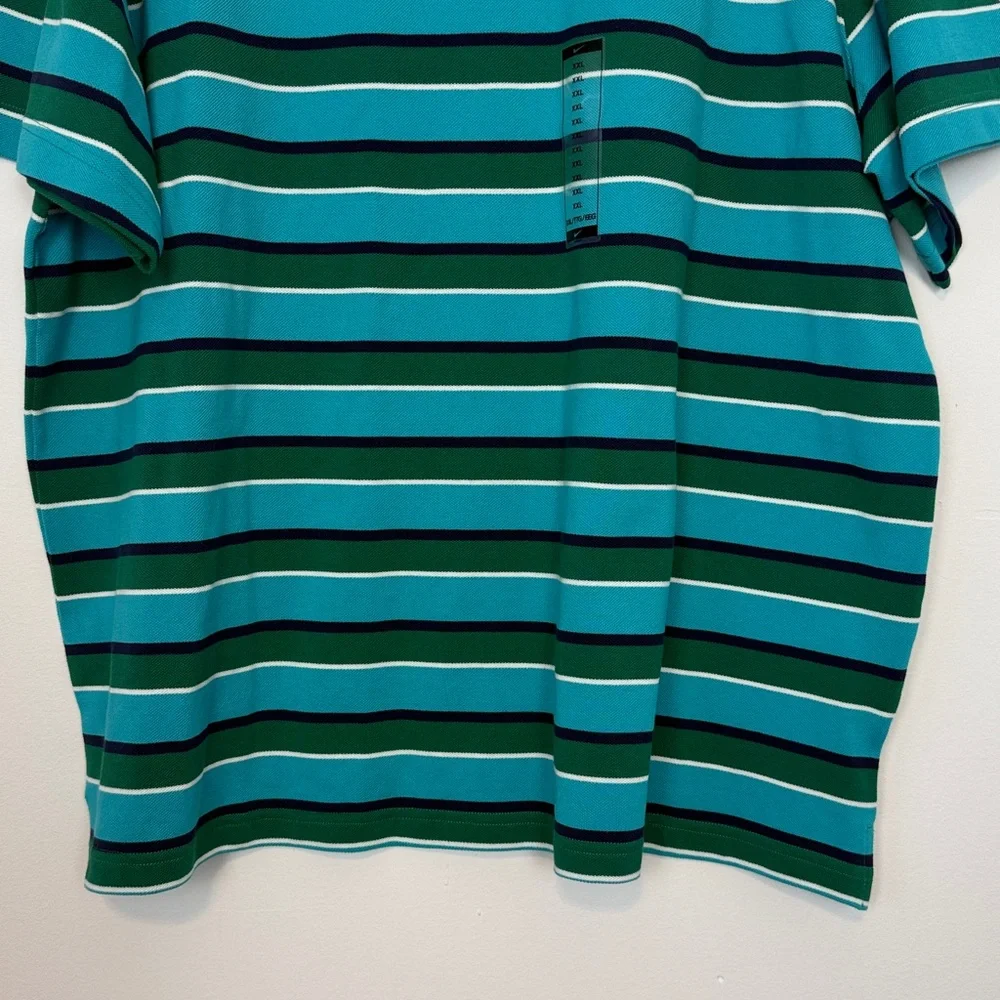 Nike Men's Club Striped Polo Shirt. Size XXL. Green and Blue Stripes. NWOT.